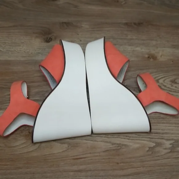 Topshop Womens Coral White Platform Wedge Heel Sandals - Picture 5 of 14